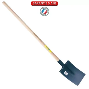 Bêche Bretagne tranchant droit 28 cm.  Finition peinte. Emmanché pomme 110.